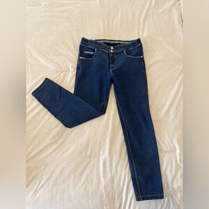Freddy N.O.W® Denim - High Waisted - Ankle Length - Dark Blue + Yellow Stitching